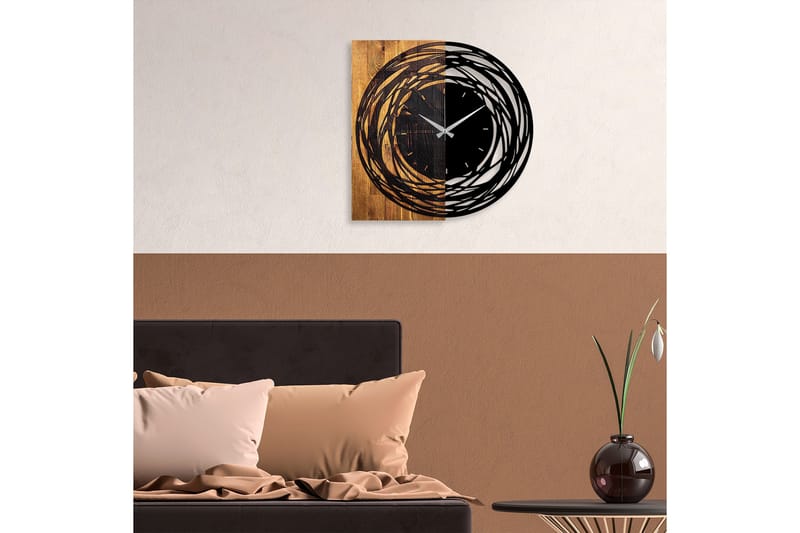 Seinäkello Draai Abstrakti - Musta/Vaalea Pähkinä - Sisustustuotteet - Seinäkoristeet - Kellot