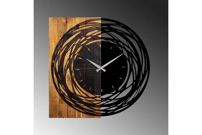 Seinäkello Draai Abstrakti - Musta/Vaalea Pähkinä - Sisustustuotteet - Seinäkoristeet - Kellot