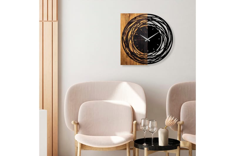 Seinäkello Draai Abstrakti - Musta/Vaalea Pähkinä - Sisustustuotteet - Seinäkoristeet - Kellot
