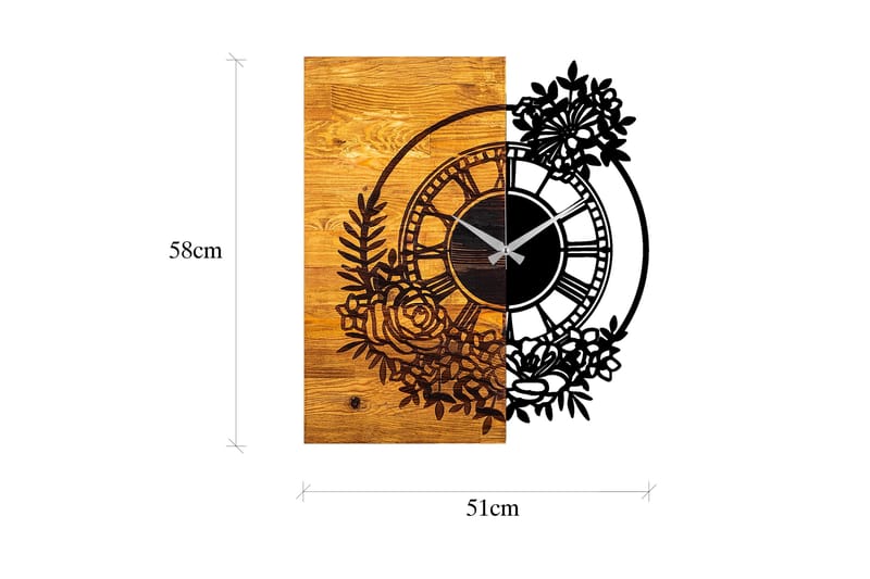 Seinäkello Draai Blommor - Musta/Pähkinä - Sisustustuotteet - Seinäkoristeet - Kellot