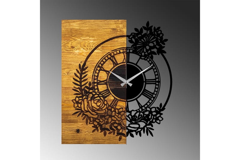 Seinäkello Draai Blommor - Musta/Pähkinä - Sisustustuotteet - Seinäkoristeet - Kellot