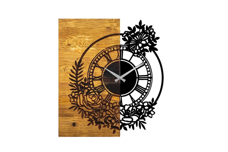 Seinäkello Draai Blommor, Musta/Pähkinä