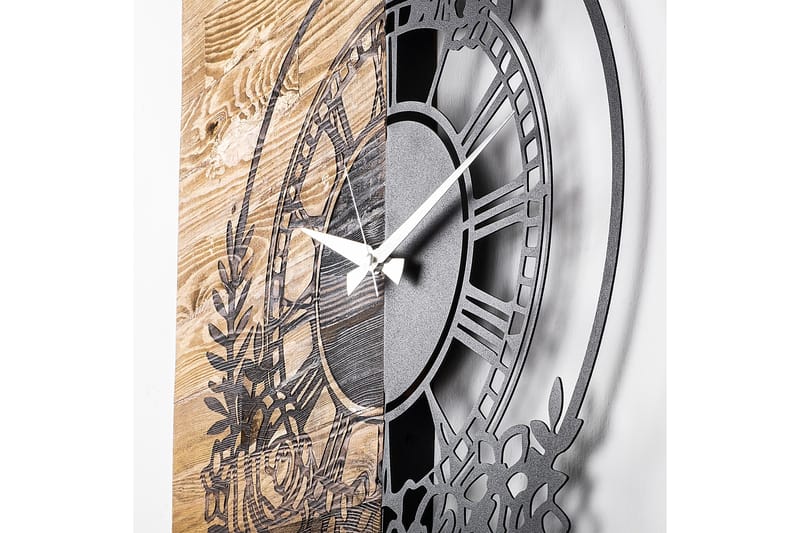Seinäkello Draai Blommor - Musta/Pähkinä - Sisustustuotteet - Seinäkoristeet - Kellot