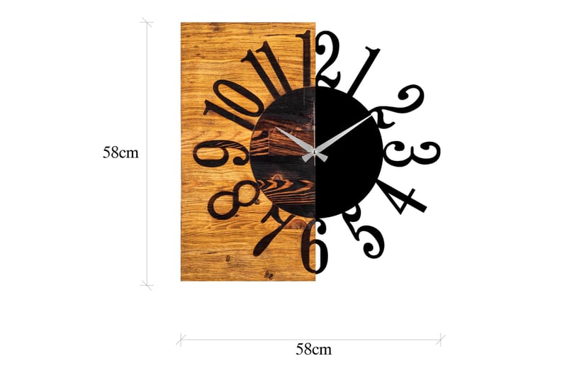Seinäkello Draai - Musta/Pähkinä - Sisustustuotteet - Seinäkoristeet - Kellot