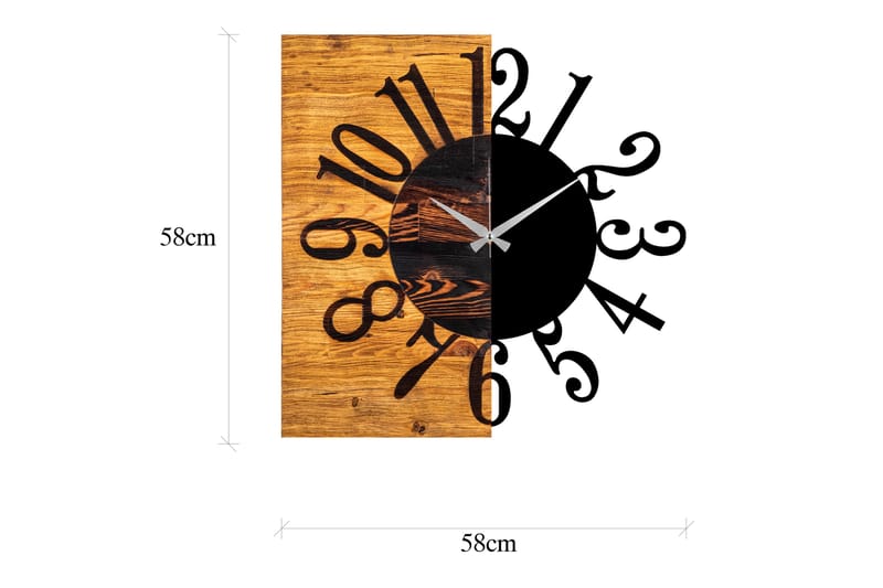 Seinäkello Draai - Musta/Pähkinä - Kellot