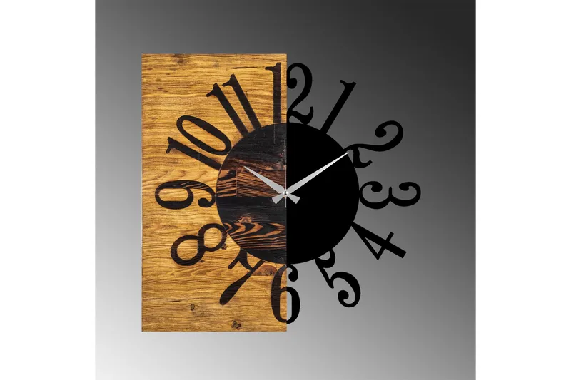 Seinäkello Draai - Musta/Pähkinä - Sisustustuotteet - Seinäkoristeet - Kellot