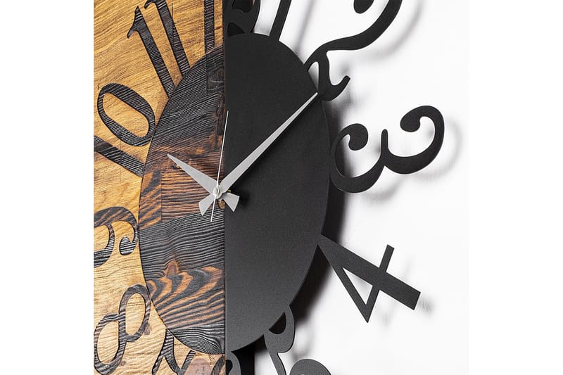 Seinäkello Draai - Musta/Pähkinä - Sisustustuotteet - Seinäkoristeet - Kellot