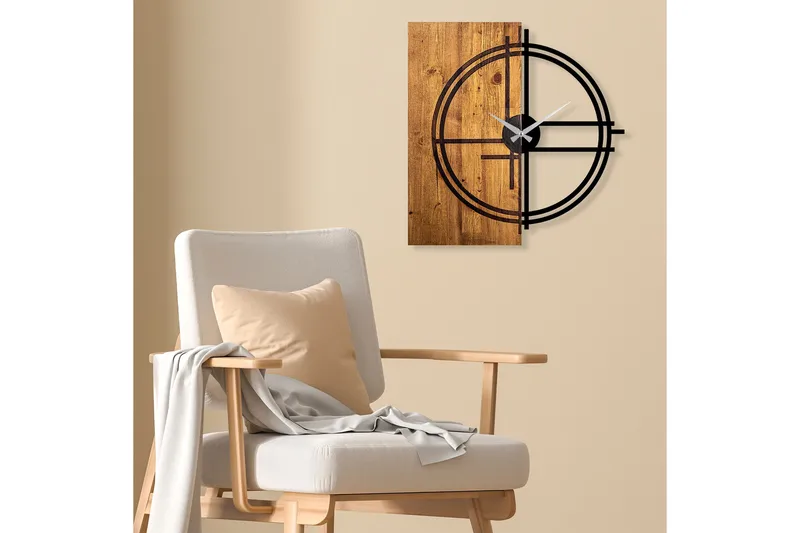 Seinäkello Draai - Musta/Vaalea Pähkinä - Sisustustuotteet - Seinäkoristeet - Kellot