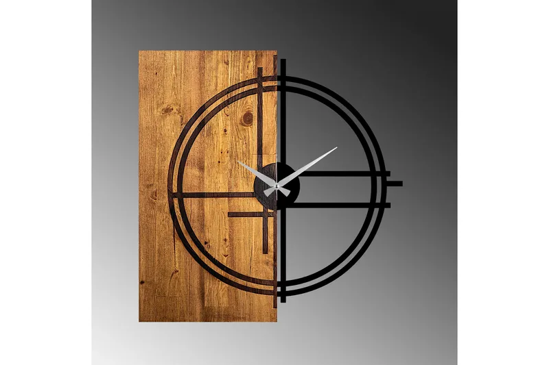 Seinäkello Draai - Musta/Vaalea Pähkinä - Sisustustuotteet - Seinäkoristeet - Kellot