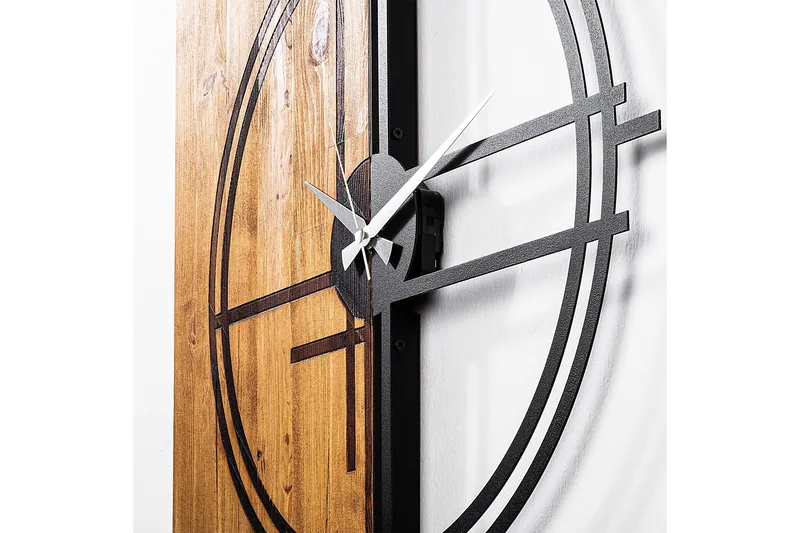 Seinäkello Draai - Musta/Vaalea Pähkinä - Sisustustuotteet - Seinäkoristeet - Kellot