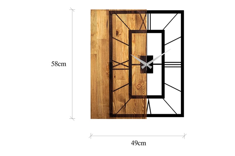 Seinäkello Draai Nelikulmainen - Musta/Vaalea Pähkinä - Sisustustuotteet - Seinäkoristeet - Kellot