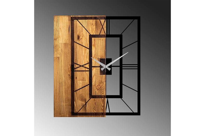 Seinäkello Draai Nelikulmainen - Musta/Vaalea Pähkinä - Sisustustuotteet - Seinäkoristeet - Kellot