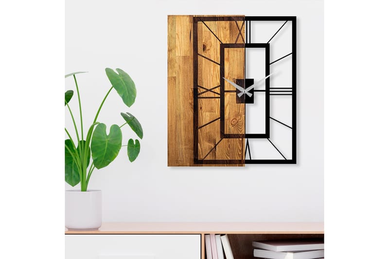 Seinäkello Draai Nelikulmainen - Musta/Vaalea Pähkinä - Sisustustuotteet - Seinäkoristeet - Kellot