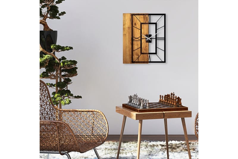 Seinäkello Draai Nelikulmainen - Musta/Vaalea Pähkinä - Sisustustuotteet - Seinäkoristeet - Kellot