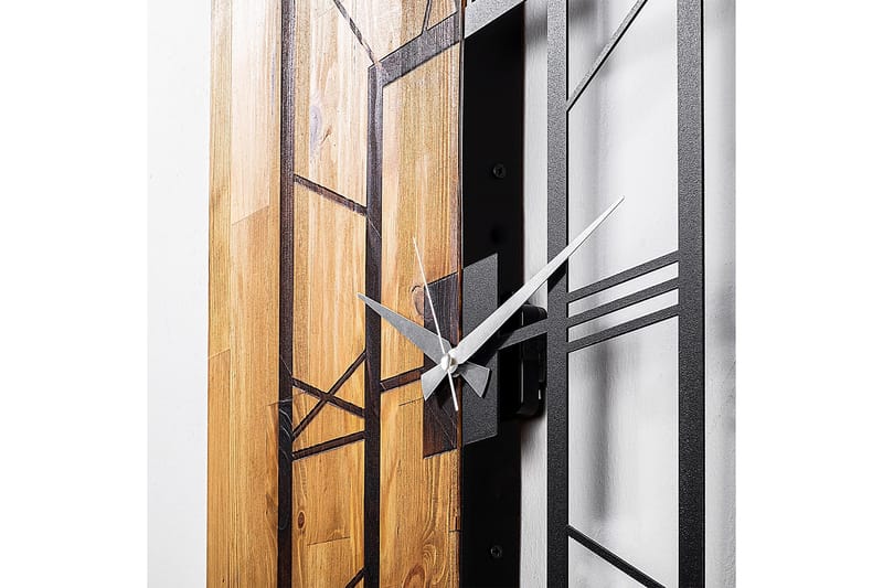 Seinäkello Draai Nelikulmainen - Musta/Vaalea Pähkinä - Sisustustuotteet - Seinäkoristeet - Kellot