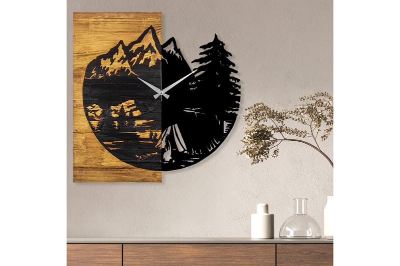 Seinäkello Draai Skog - Musta/Pähkinä - Sisustustuotteet - Seinäkoristeet - Kellot