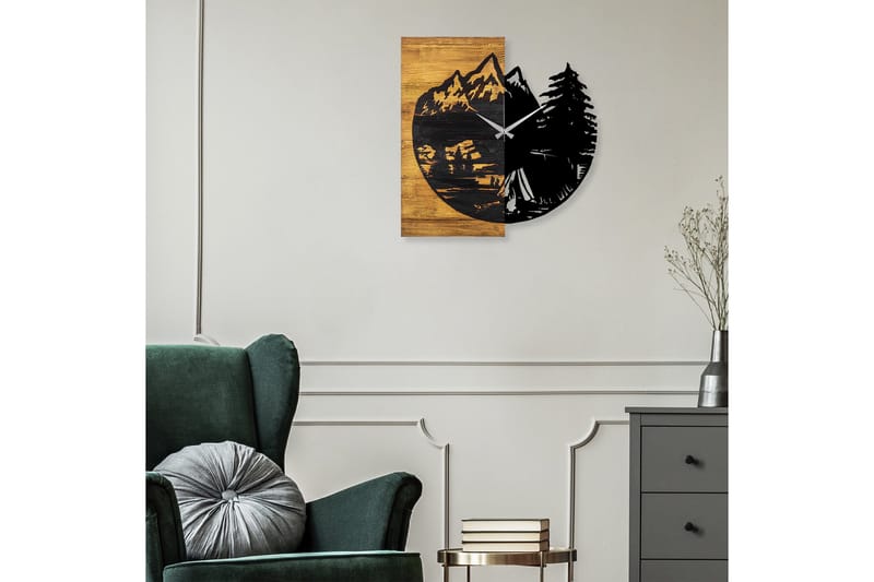 Seinäkello Draai Skog - Musta/Pähkinä - Sisustustuotteet - Seinäkoristeet - Kellot