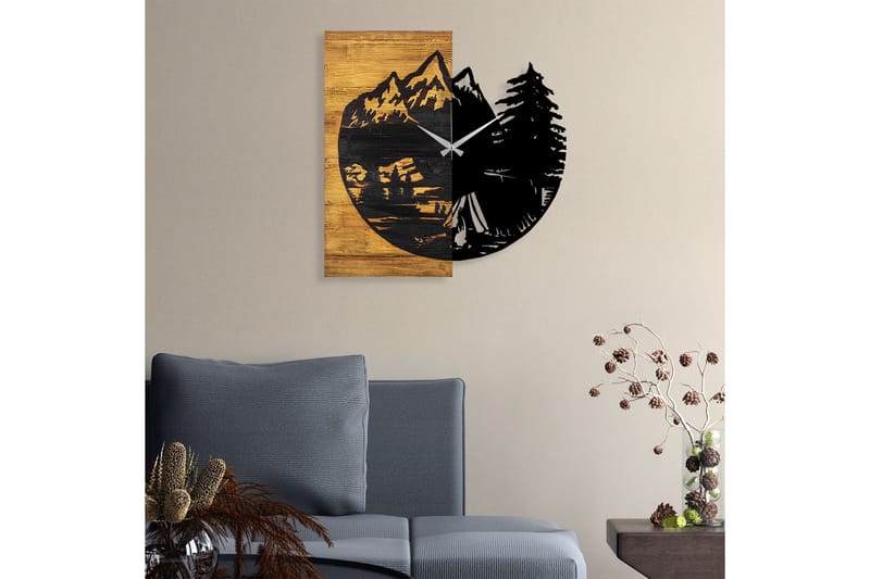 Seinäkello Draai Skog - Musta/Pähkinä - Sisustustuotteet - Seinäkoristeet - Kellot