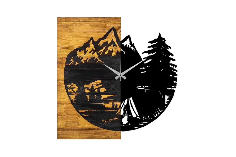 Seinäkello Draai Skog - Musta/Pähkinä - Sisustustuotteet - Seinäkoristeet - Kellot