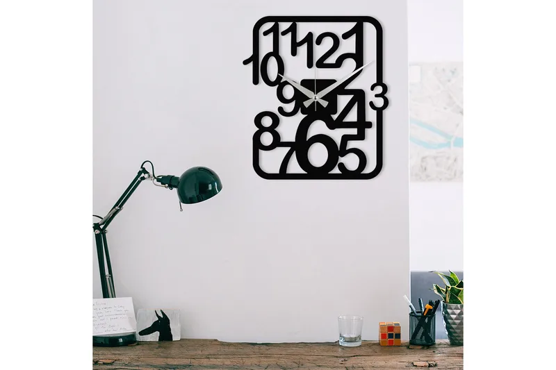 Seinäkello Kwadik Nelikulmainen - Musta - Sisustustuotteet - Seinäkoristeet - Kellot