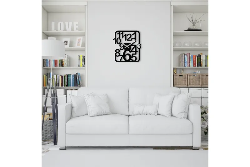 Seinäkello Kwadik Nelikulmainen - Musta - Sisustustuotteet - Seinäkoristeet - Kellot