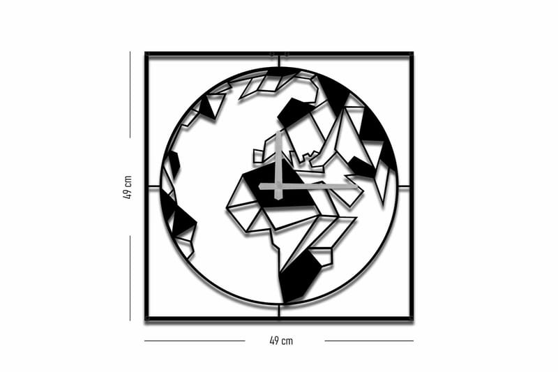 Seinäkello Mokshan 49x49 cm - Metalli/Musta - Sisustustuotteet - Seinäkoristeet - Kellot