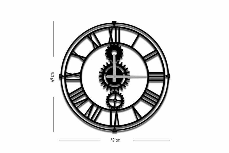 Seinäkello Mokshan 49x49 cm - Metalli/Musta - Sisustustuotteet - Seinäkoristeet - Kellot