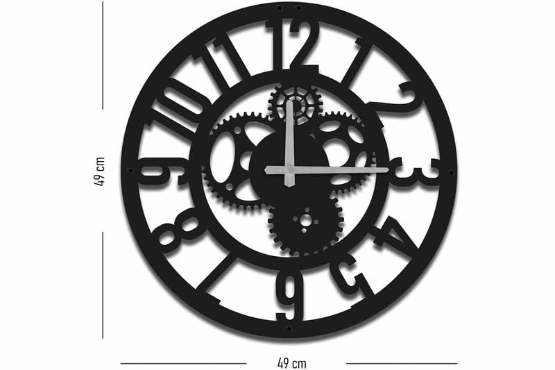 Seinäkello Mokshan 49x49 cm - Metalli/Musta - Sisustustuotteet - Seinäkoristeet - Kellot