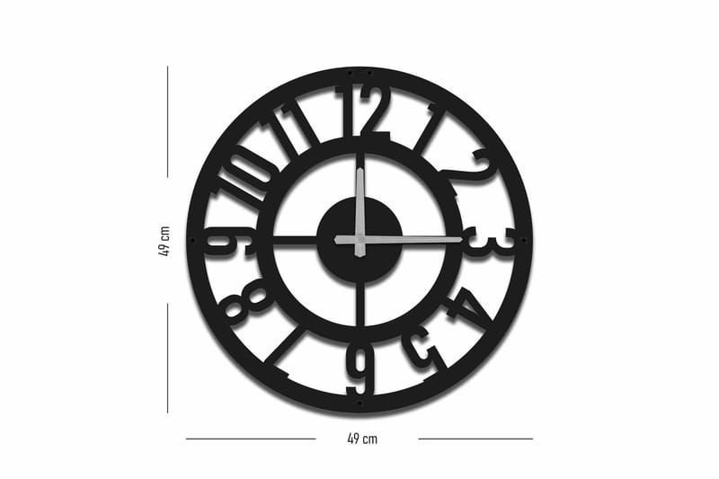Seinäkello Mokshan 49x49 cm - Metalli/Musta - Sisustustuotteet - Seinäkoristeet - Kellot