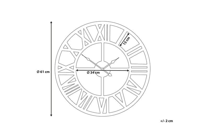 Seinäkello Nottwil 61 cm - Kulta - Sisustustuotteet - Seinäkoristeet - Kellot