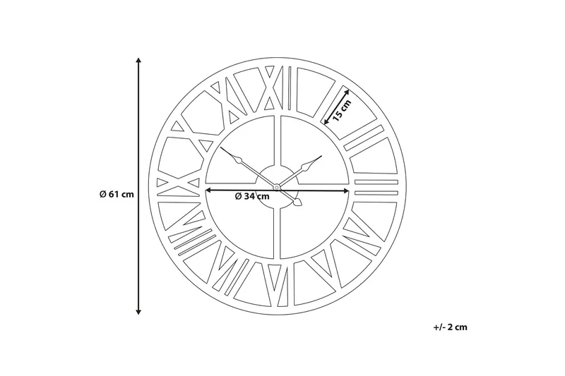 Seinäkello Nottwil 61 cm - Kulta - Sisustustuotteet - Seinäkoristeet - Kellot