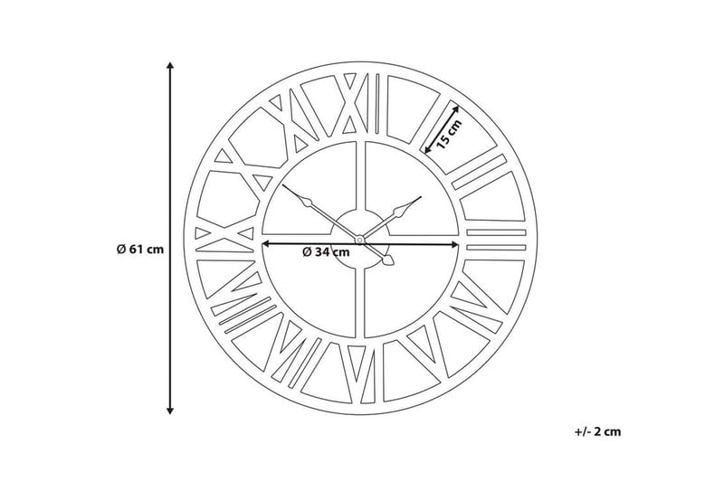 Seinäkello Nottwil 61 cm - Kulta - Sisustustuotteet - Seinäkoristeet - Kellot