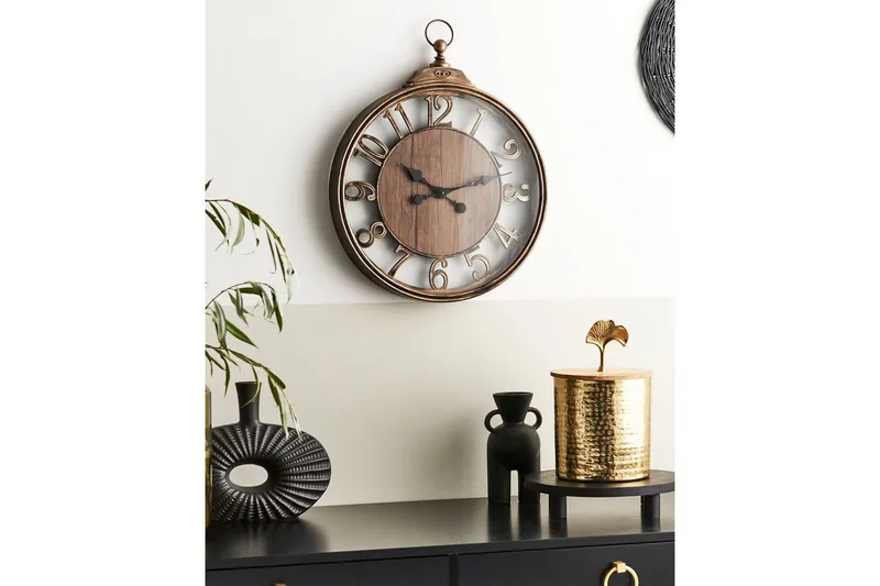 Väggklocka Beliani Alcoba Brown - Sisustustuotteet - Seinäkoristeet - Kellot - Seinäkellon koneisto