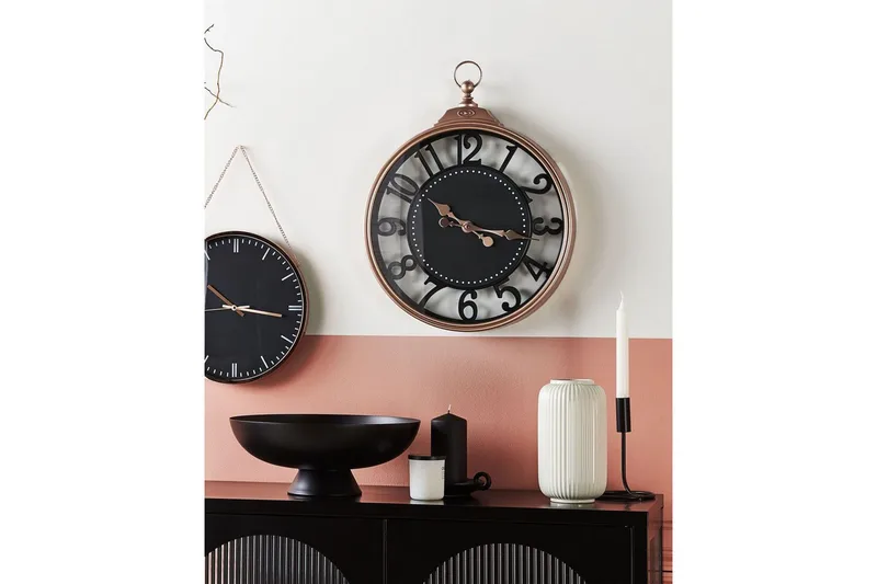 Väggklocka Beliani Alloza Black||Copper - Sisustustuotteet - Seinäkoristeet - Kellot - Seinäkellon koneisto