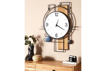Väggklocka Beliani Tavel Multicolored||Black||White||Light colored wood - Sisustustuotteet - Seinäkoristeet - Kellot - Seinäkellon koneisto