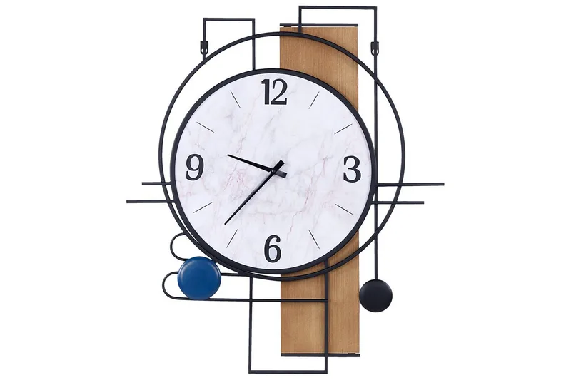 Väggklocka Beliani Tavel Multicolored||Black||White||Light colored wood, undefined