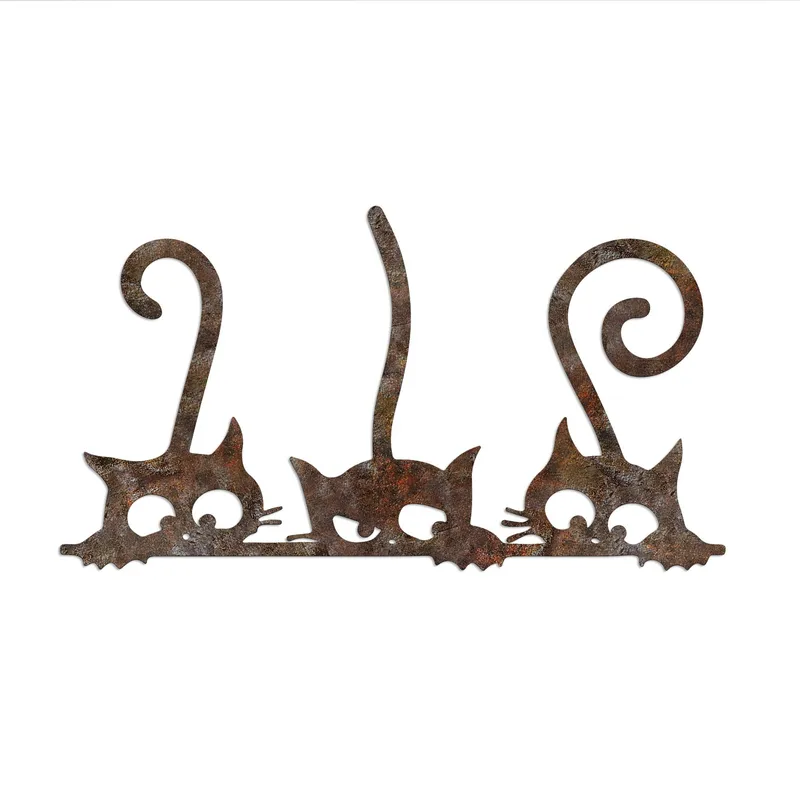 Koristeellinen metallinen seinäkoriste Wallxpert Rusty Cats (33 x 60 cm), undefined