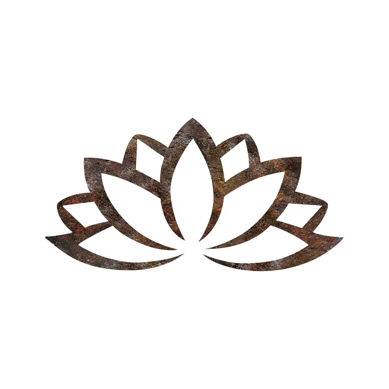 Koristeellinen metallinen seinäkoriste Wallxpert Rusty Lotus (35 x 60 cm), Ruskea