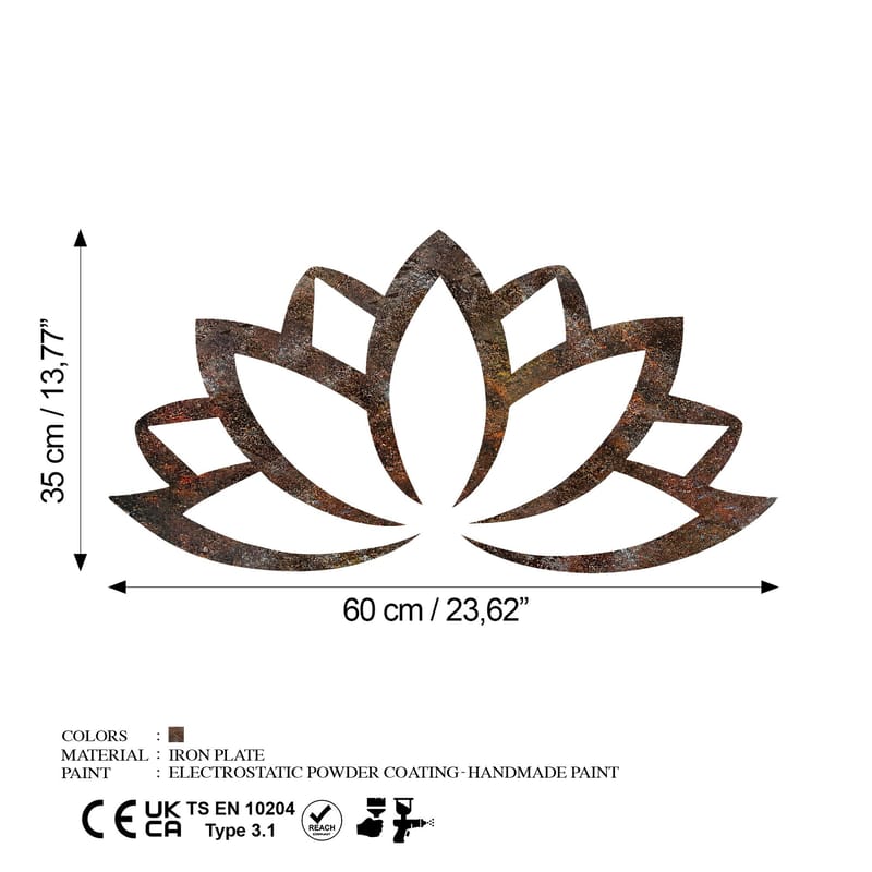 Koristeellinen metallinen seinäkoriste Wallxpert Rusty Lotus (35 x 60 cm) - Ruskea - Sisustustuotteet - Seinäkoristeet - Seinätarrat