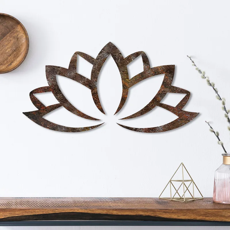 Koristeellinen metallinen seinäkoriste Wallxpert Rusty Lotus (35 x 60 cm) - Ruskea - Sisustustuotteet - Seinäkoristeet - Seinätarrat