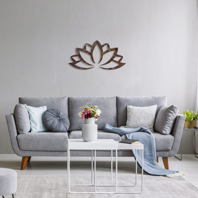 Koristeellinen metallinen seinäkoriste Wallxpert Rusty Lotus (35 x 60 cm) - Ruskea - Sisustustuotteet - Seinäkoristeet - Seinätarrat