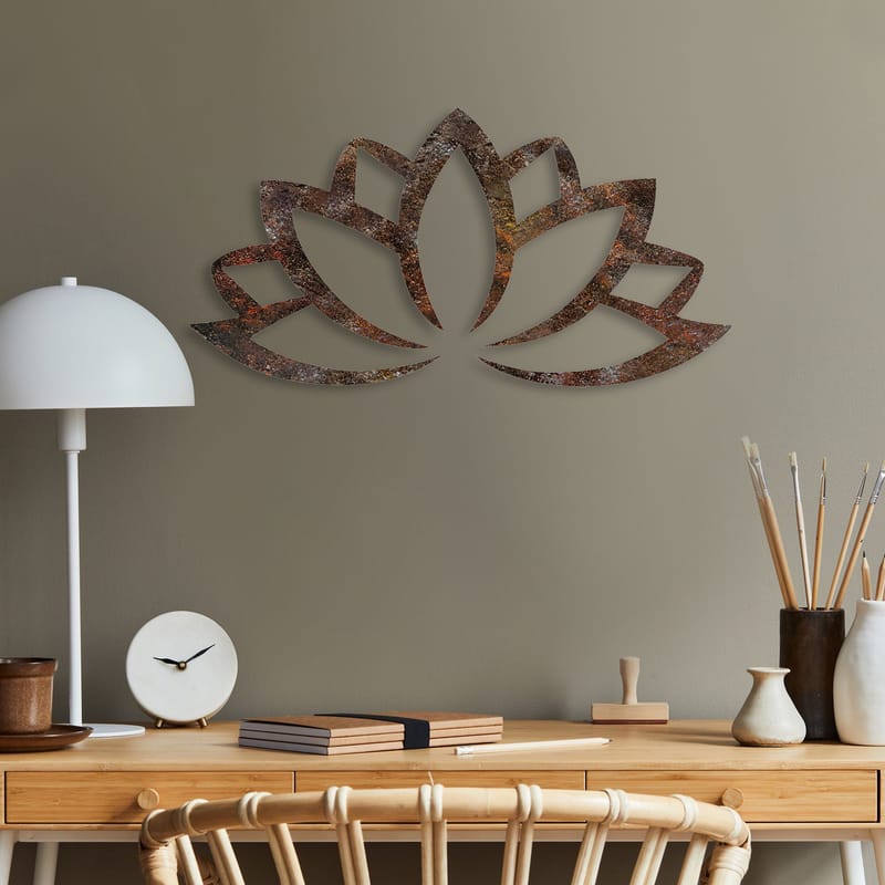 Koristeellinen metallinen seinäkoriste Wallxpert Rusty Lotus (35 x 60 cm) - Ruskea - Sisustustuotteet - Seinäkoristeet - Seinätarrat