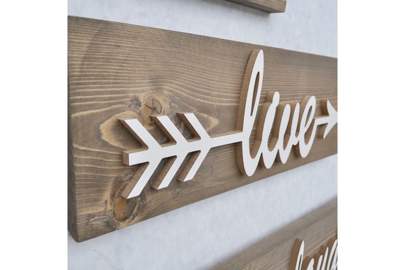 Evila Seinäkoriste Love Live Laugh - Ruskea - Sisustustuotteet - Seinäkoristeet - Kyltti - Ovikyltti