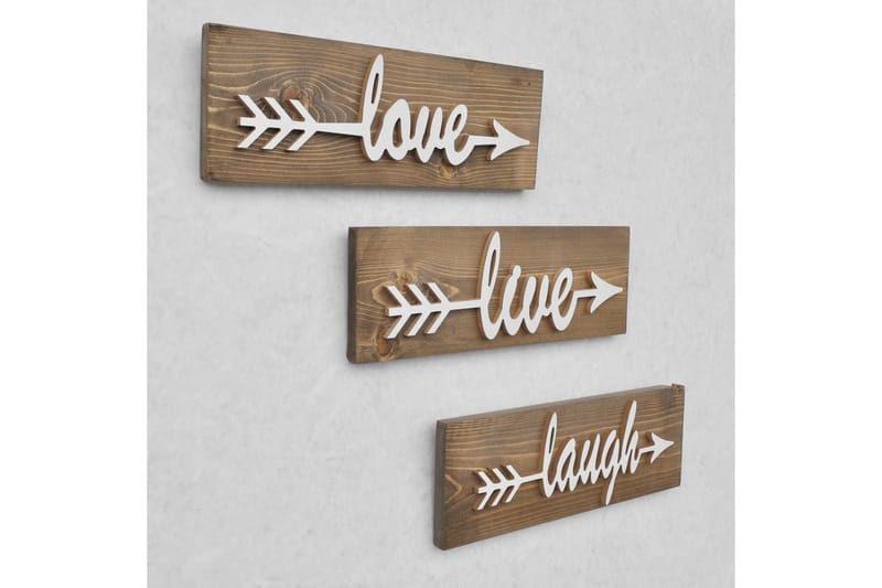 Evila Seinäkoriste Love Live Laugh - Ruskea - Sisustustuotteet - Seinäkoristeet - Kyltti - Ovikyltti