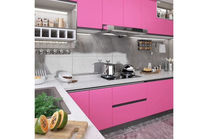 Itseliimautuva huonekalukalvo korkeakiilto pinkki 500x90 cm - Pinkki - Muovikoristeet - Laattakoriste kylpyhuoneeseen