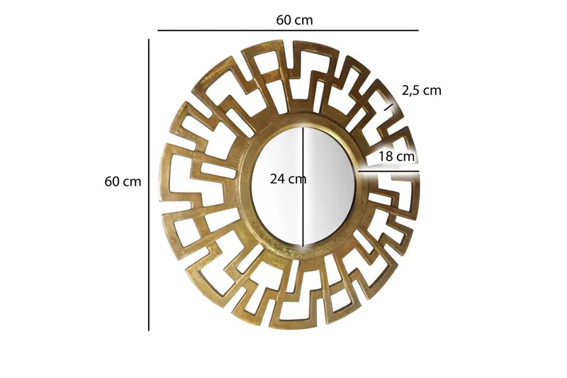 Peili Wohnling Art Deco Pyöreä 60 cm Moderni - Sisustustuotteet - Peili - Eteispeili
