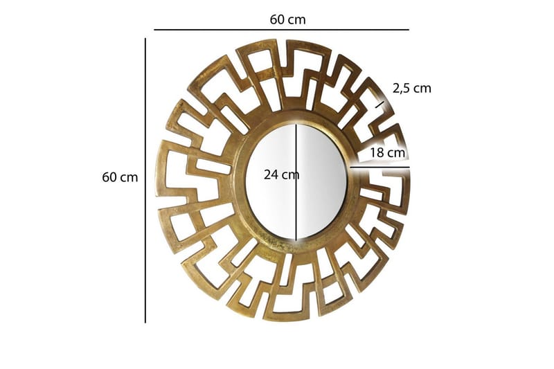 Peili Wohnling Art Deco Pyöreä 60 cm Moderni - Sisustustuotteet - Seinäkoristeet - Muovikoristeet