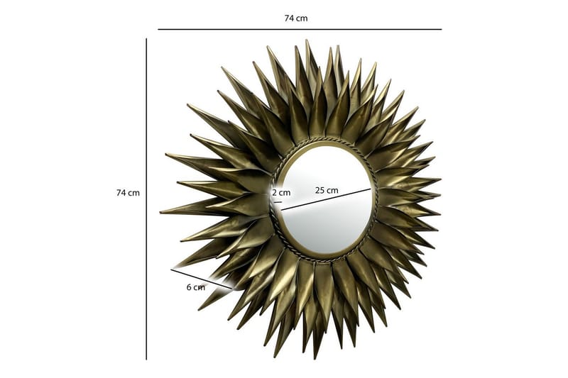 Peili Wohnling Auringon tyyli Metallinen kehys Pyöreä 60 cm - Sisustustuotteet - Seinäkoristeet - Muovikoristeet