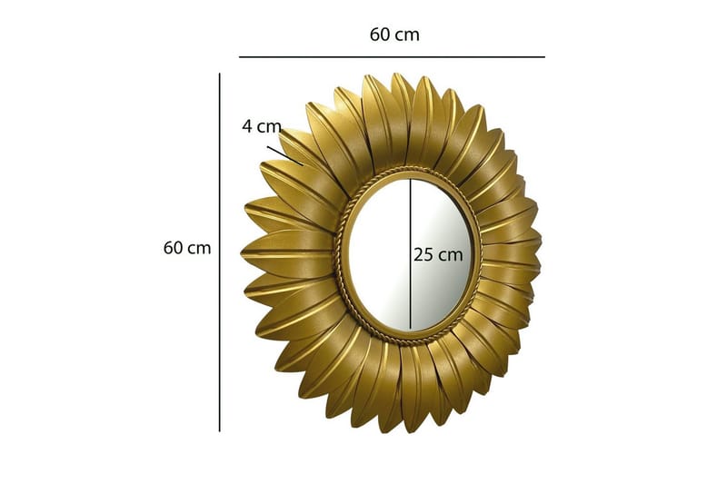 Peili Wohnling Kukkamalli metallikehys pyöreä 60 cm - Sisustustuotteet - Seinäkoristeet - Muovikoristeet