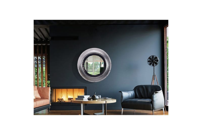 Peili Wohnling Moderni aalto, metallikehys, pyöreä, 74 cm. - Sisustustuotteet - Peili - Eteispeili